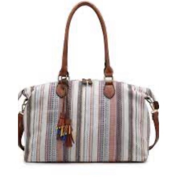 Jen & Co River Duffle Weekender Stripe Tote Bag Travel Carry On women's New - Picture 1 of 3